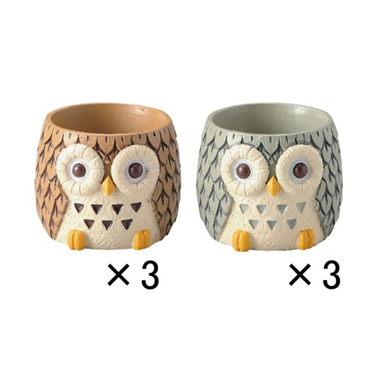 花材 GHリトルレジンポット・フクロウ(3769S)6個入